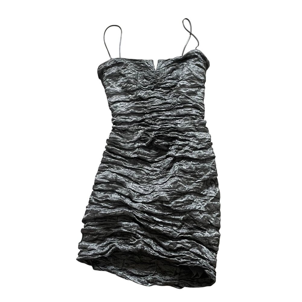 Nicole Miller Collection Ruched Grey Spaghetti Strap Dress Size 6